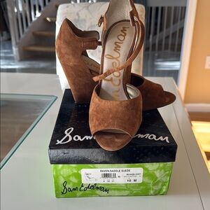 Sam Edelman Women's Burnt orange/Light BrownSuede Heels 10